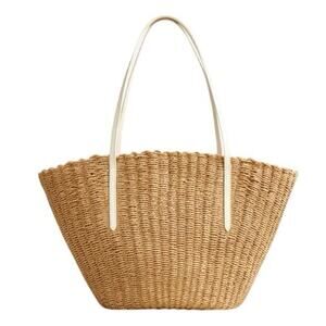 J. Crew Factory Tan and White Tote Bag